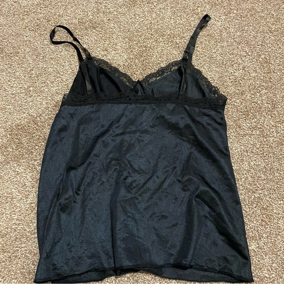 Vintage Deera Black Satin Lace Trim Tank size 34 - Picture 5 of 7